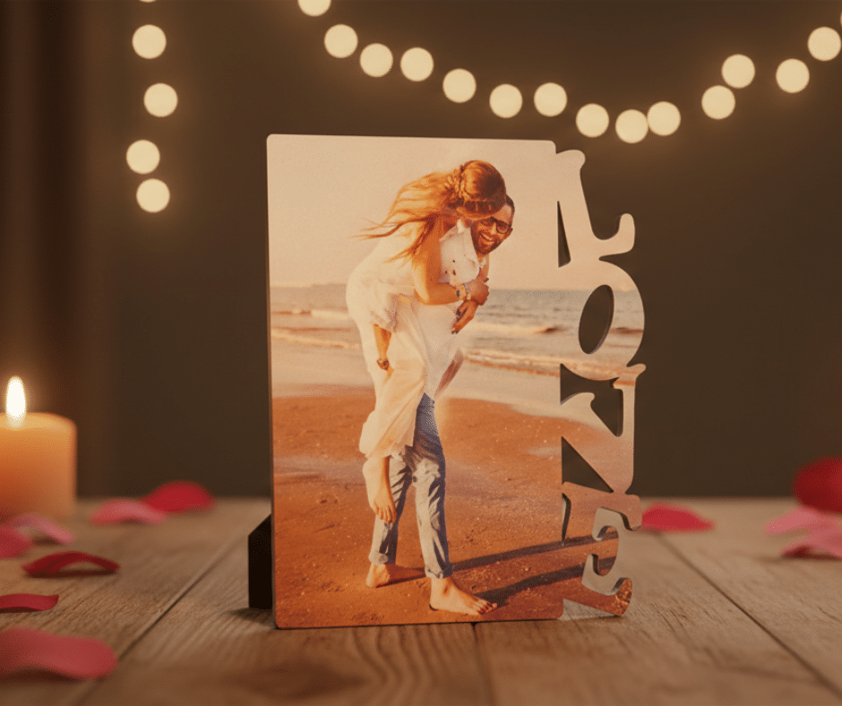 Asztali nyomtatott fényképtartó LOVE felirattal