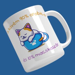 Nyomtatott "A kávém 90%..." cicás bögre