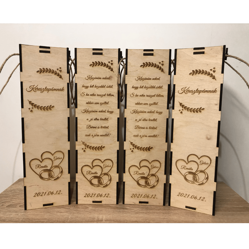 Gravírozott esküvői boros doboz