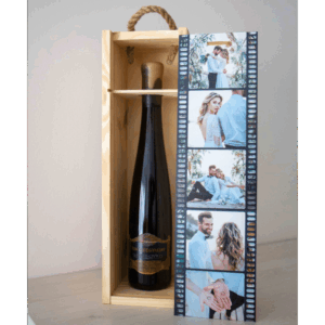 Nyomtatott fa bortartó doboz fényképpel