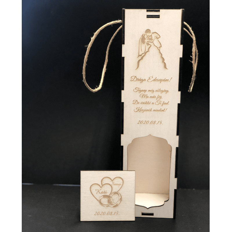 Gravírozott esküvői boros doboz - Image 3