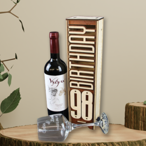 Gravírozott boros doboz "Birthday" felirattal