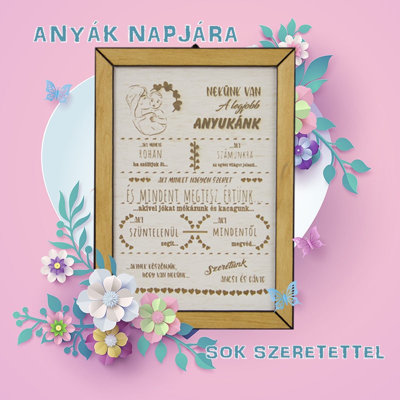 Gravírozott kép+keret - Anyák napjára