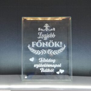 Kicsi gravírozható üveg plakett