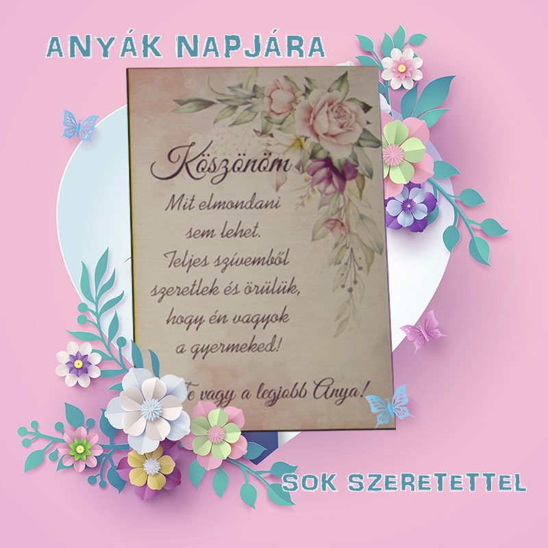 Nyomtatott fa tábla - Köszönöm...