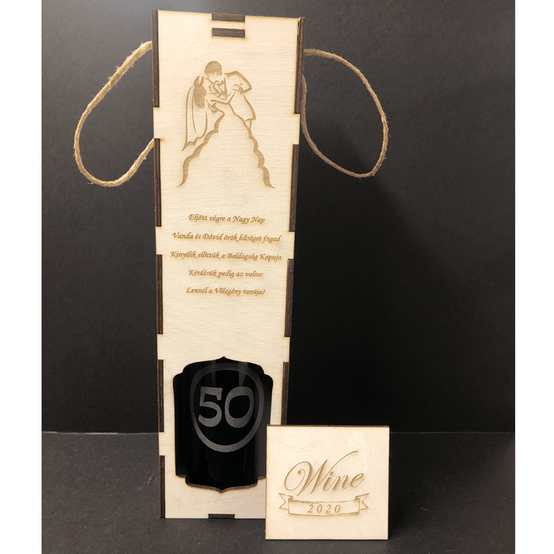 Gravírozott esküvői boros doboz - Image 6