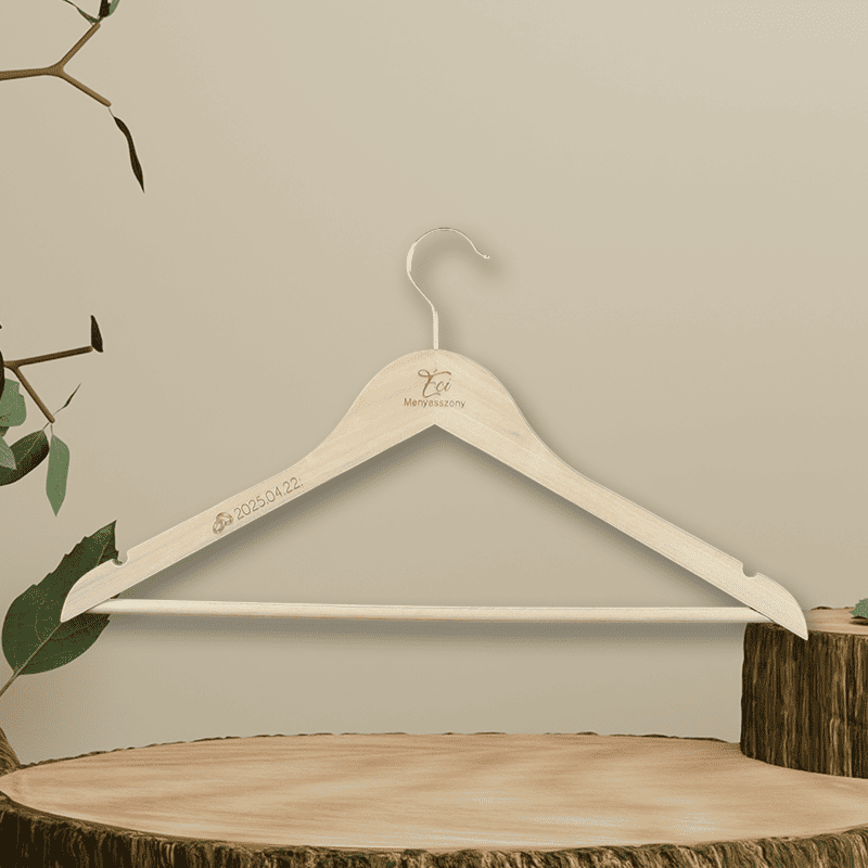 Natúr fa vállfa a tetején és a szárain gravírozva - Image 2